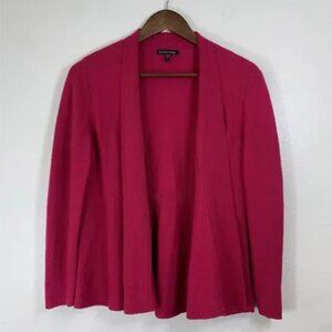 Eileen Fisher Womens Small 100% Wool Open Cardigan Berry Red Italian Yarn Office